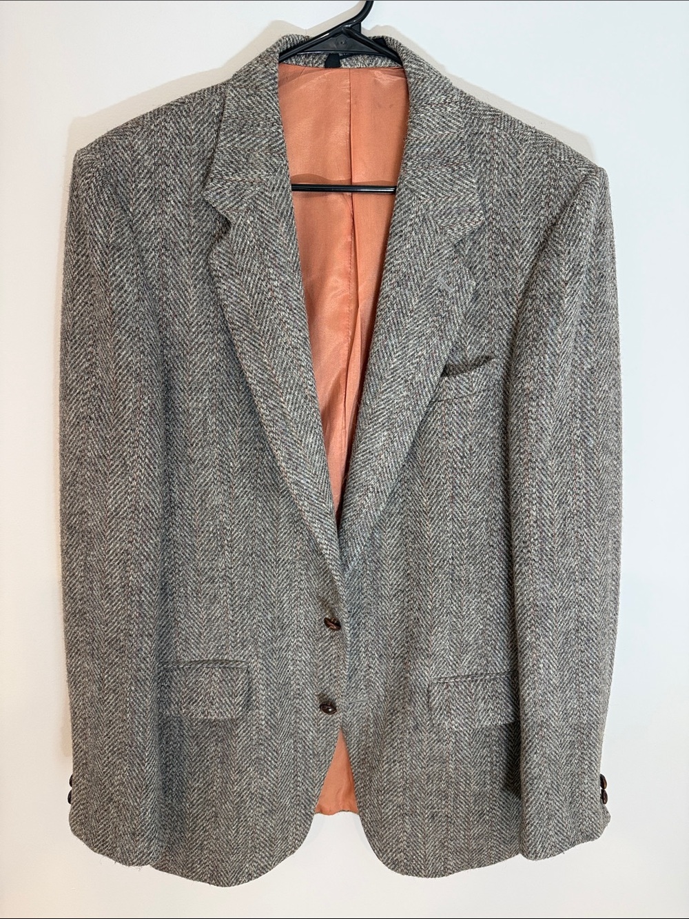 Harris Tweed Gray Herringbone Sport Coat with Notch Lapel